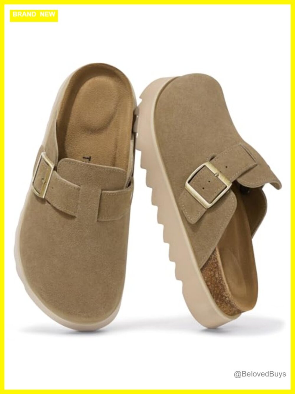 Platform Clogs Genuine Leather Slip On Mules Comfort Cork Footbed Closed Toe